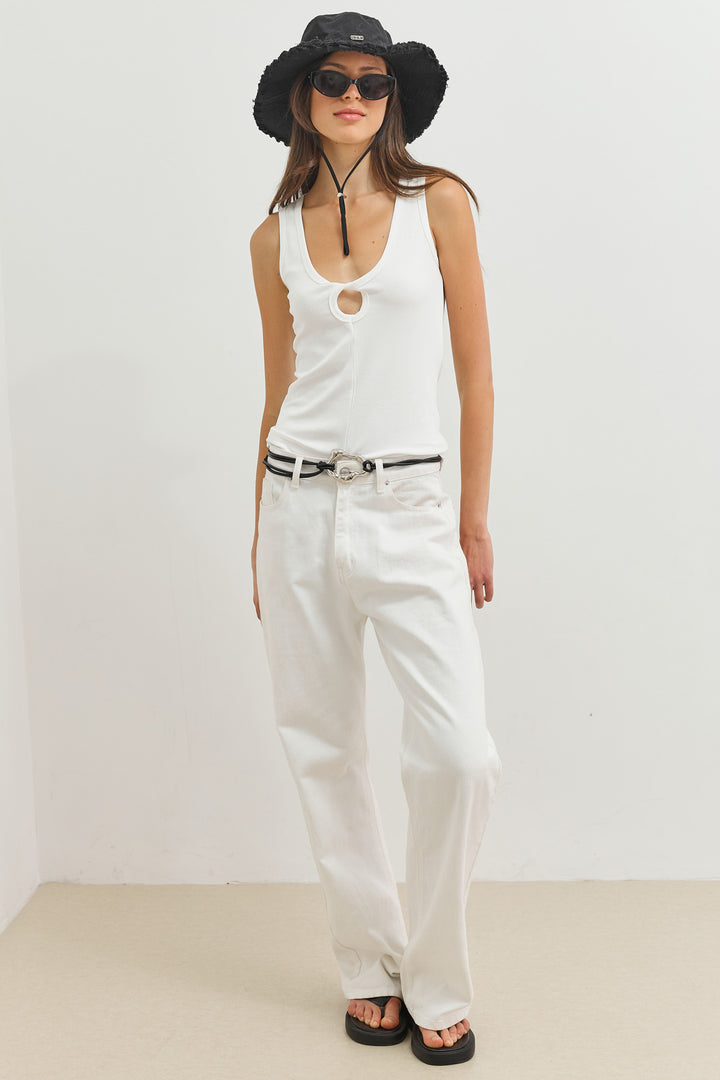 גופיית ריב מארינה פתח קדמי | לבן