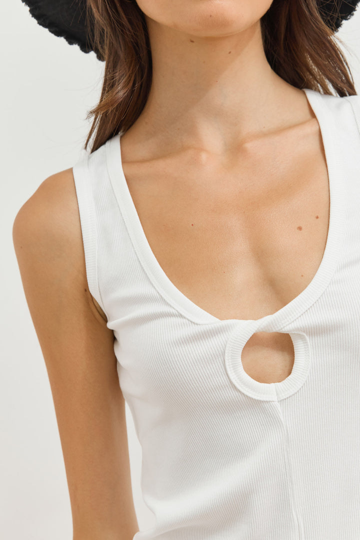 גופיית ריב מארינה פתח קדמי | לבן