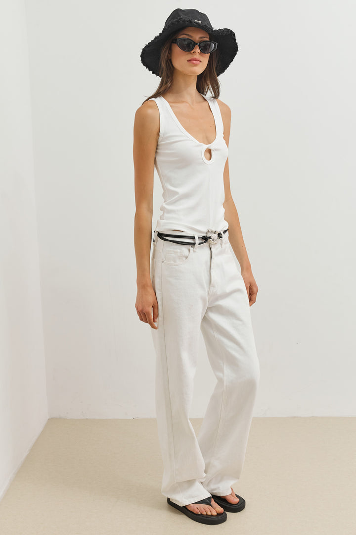 גופיית ריב מארינה פתח קדמי | לבן