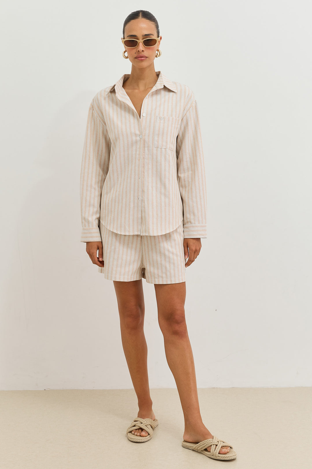 מכופתרת סלבדור סטרייפס | קרם/כתום