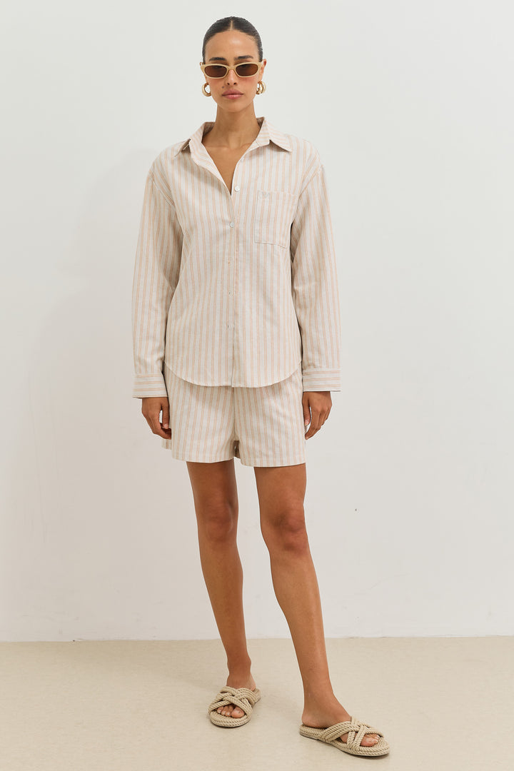 מכופתרת סלבדור סטרייפס | קרם/כתום