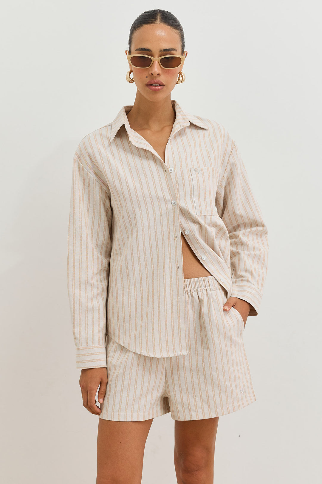 מכופתרת סלבדור סטרייפס | קרם/כתום