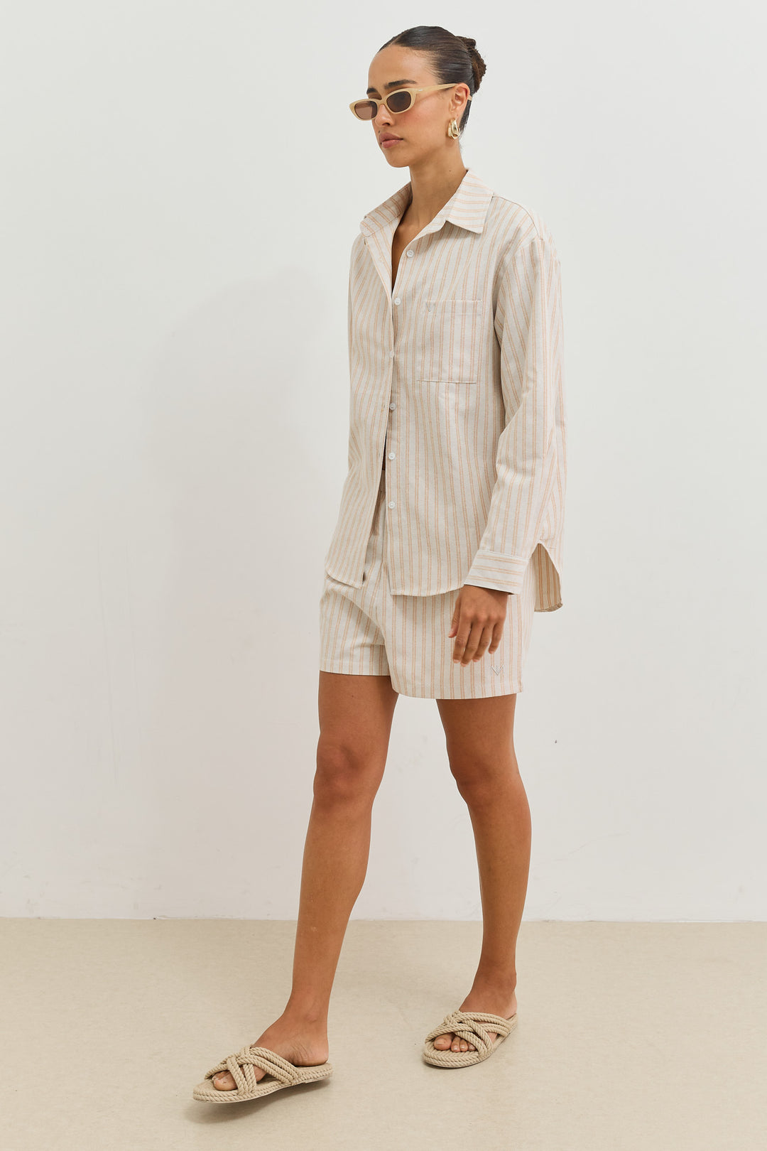 מכופתרת סלבדור סטרייפס | קרם/כתום