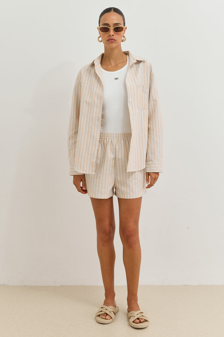 מכופתרת סלבדור סטרייפס | קרם/כתום