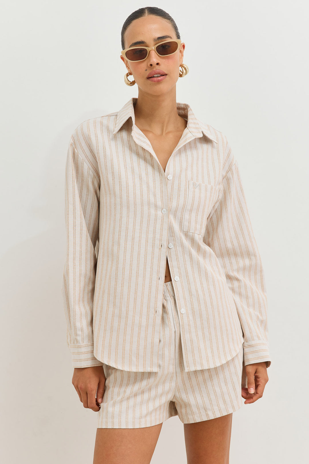 מכופתרת סלבדור סטרייפס | קרם/כתום