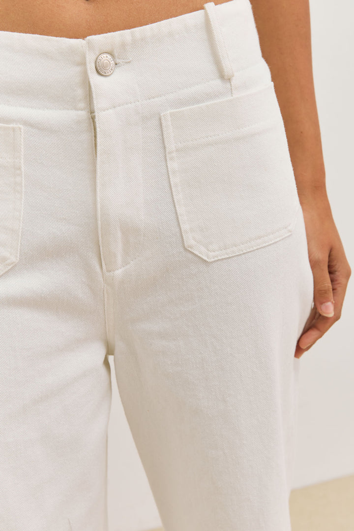 מכנסי דנים צ'ארלי כיסים קדמיים | לבן