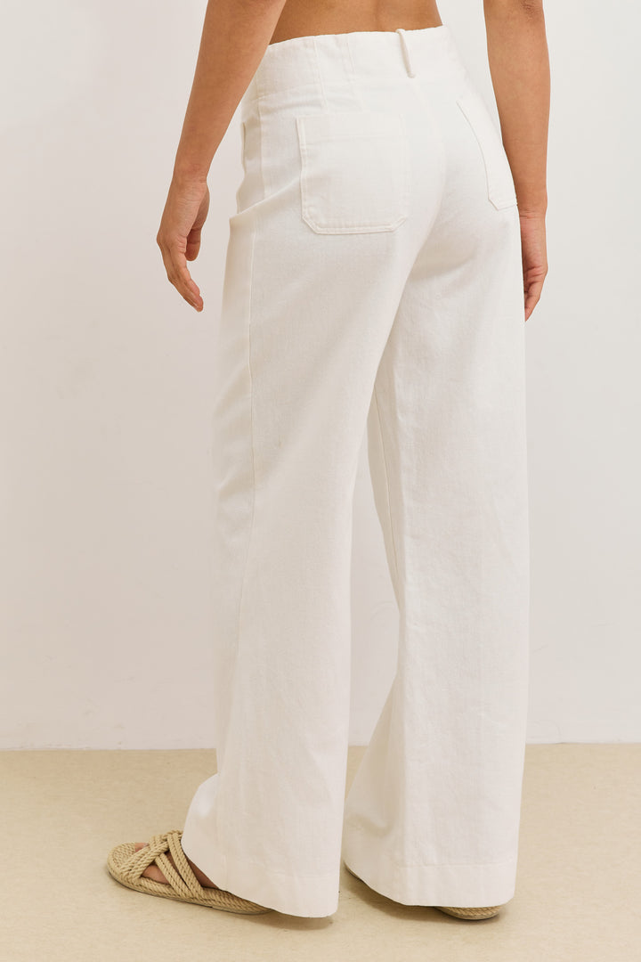 מכנסי דנים צ'ארלי כיסים קדמיים | לבן