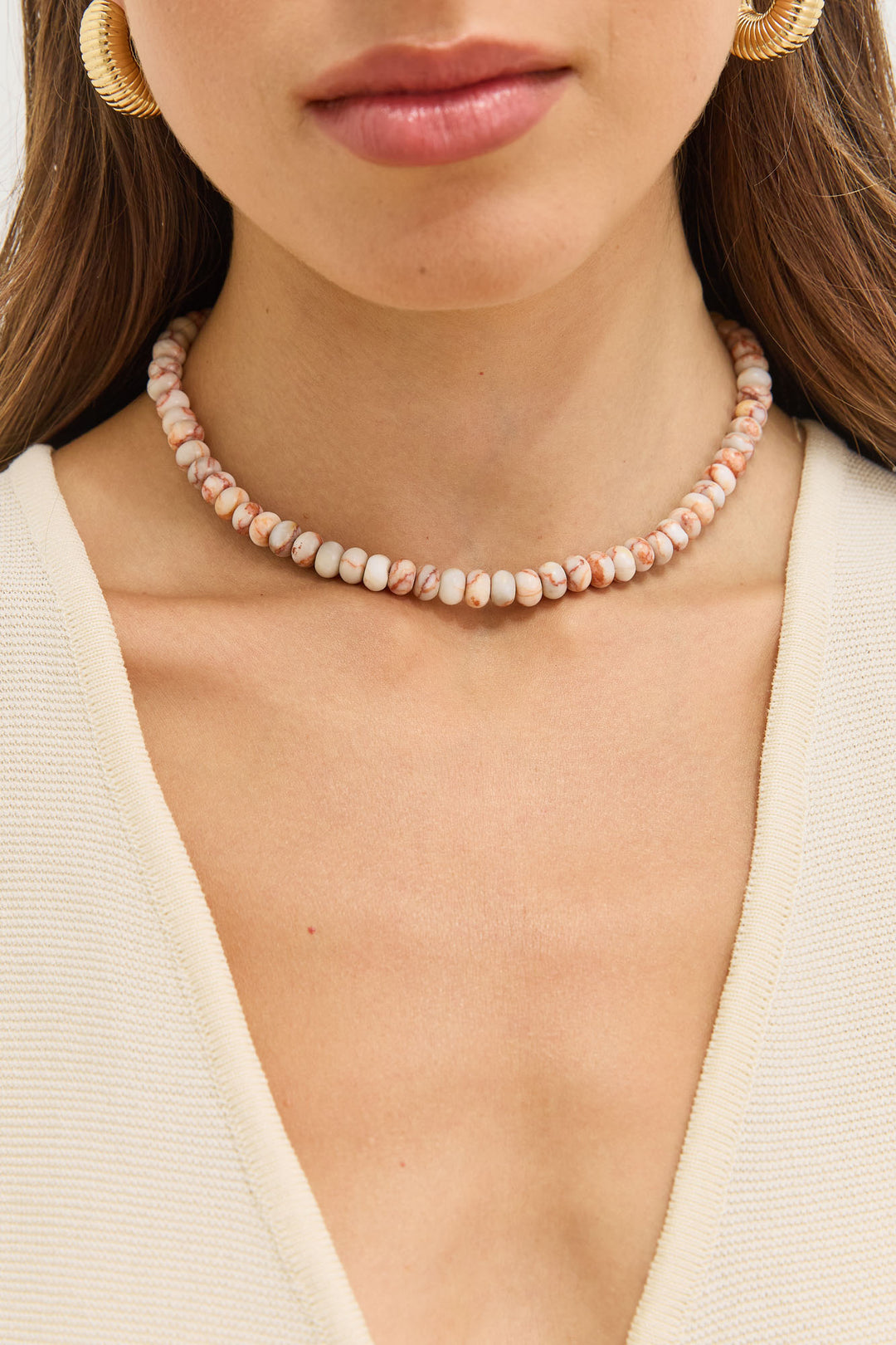 שרשרת חרוזים רודוס | שמנת/חמרה