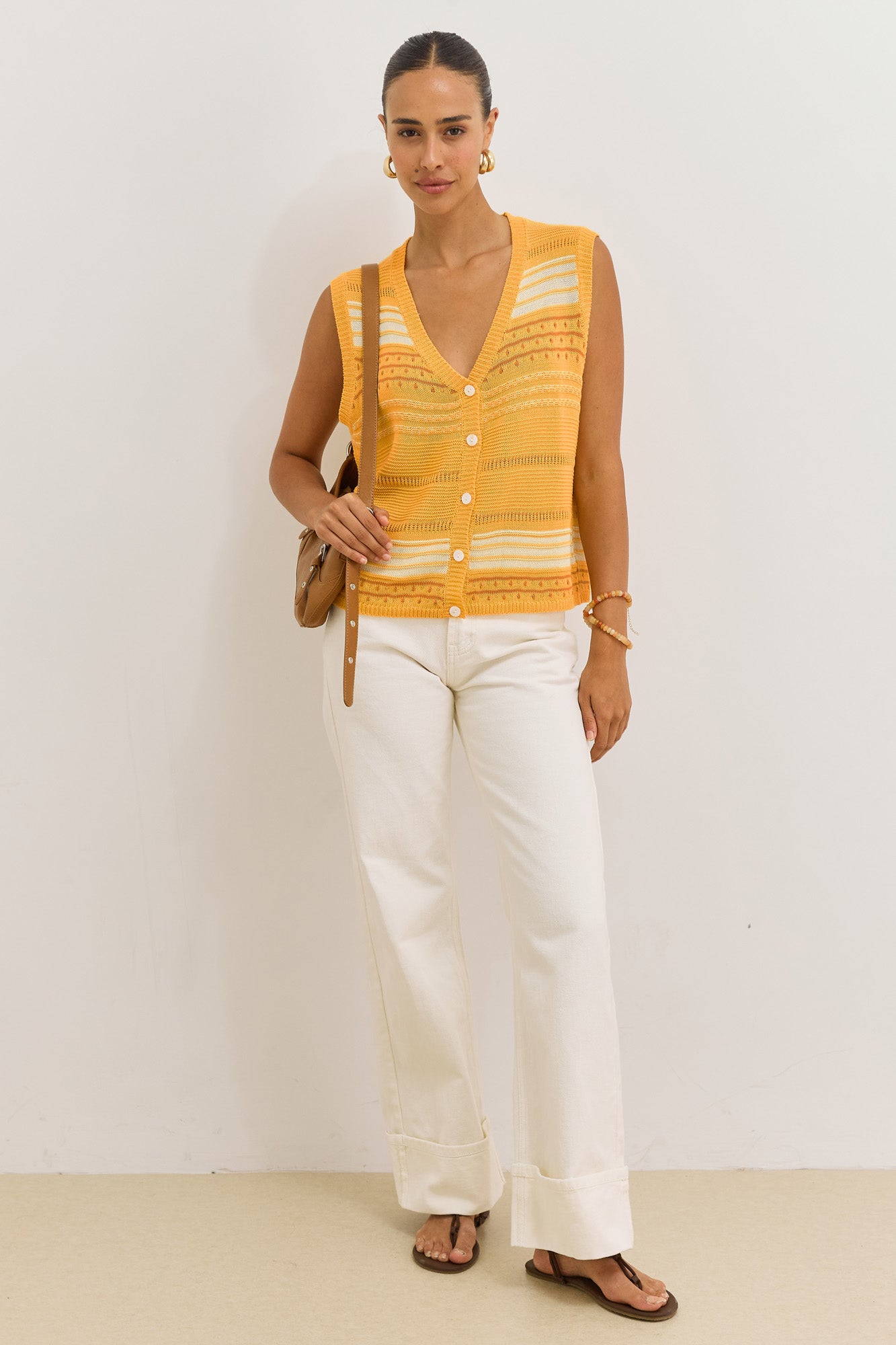 ווסט סריג קיירה עם טקסטורה | צהוב