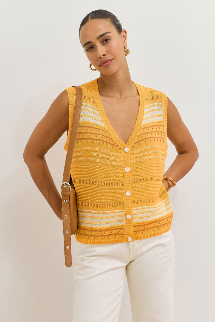 ווסט סריג קיירה עם טקסטורה | צהוב
