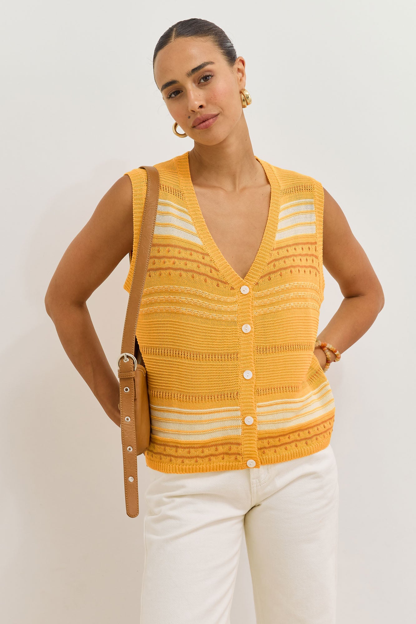 ווסט סריג קיירה עם טקסטורה | צהוב