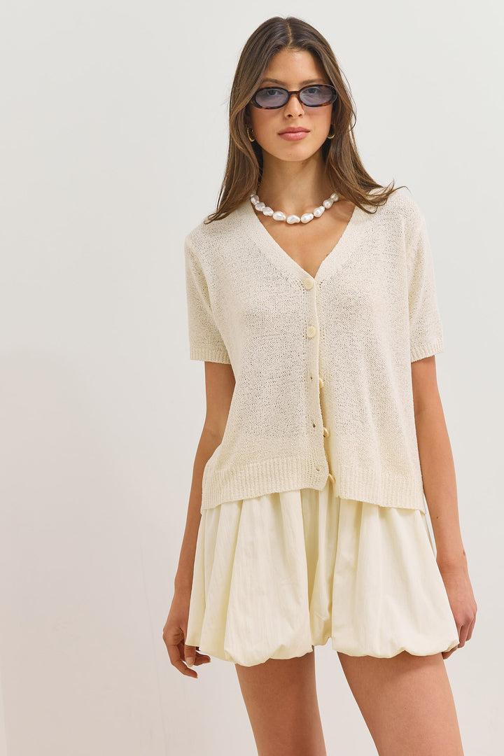 קרדיגן כפתורים נאיה | שמנת