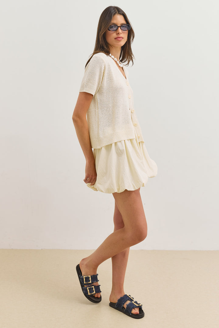 קרדיגן כפתורים נאיה | שמנת