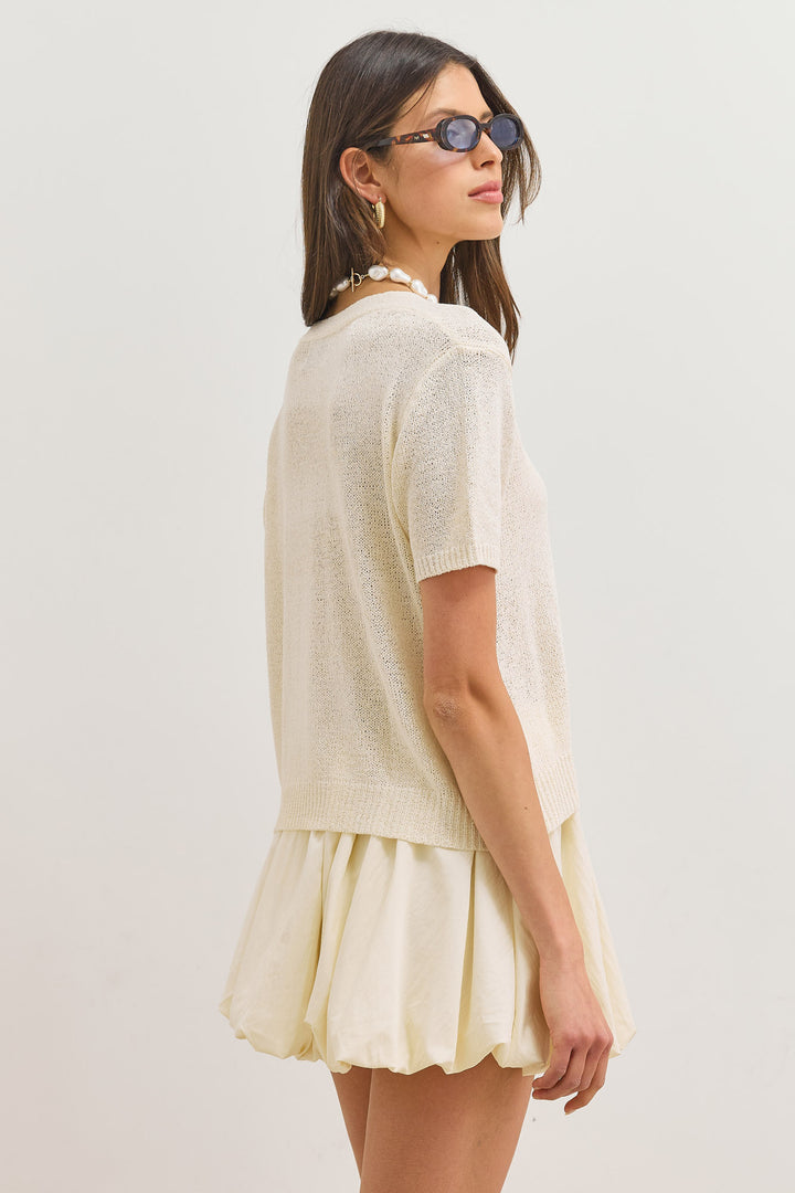 קרדיגן כפתורים נאיה | שמנת