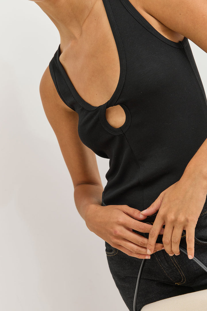 גופיית ריב מארינה פתח קדמי | שחור