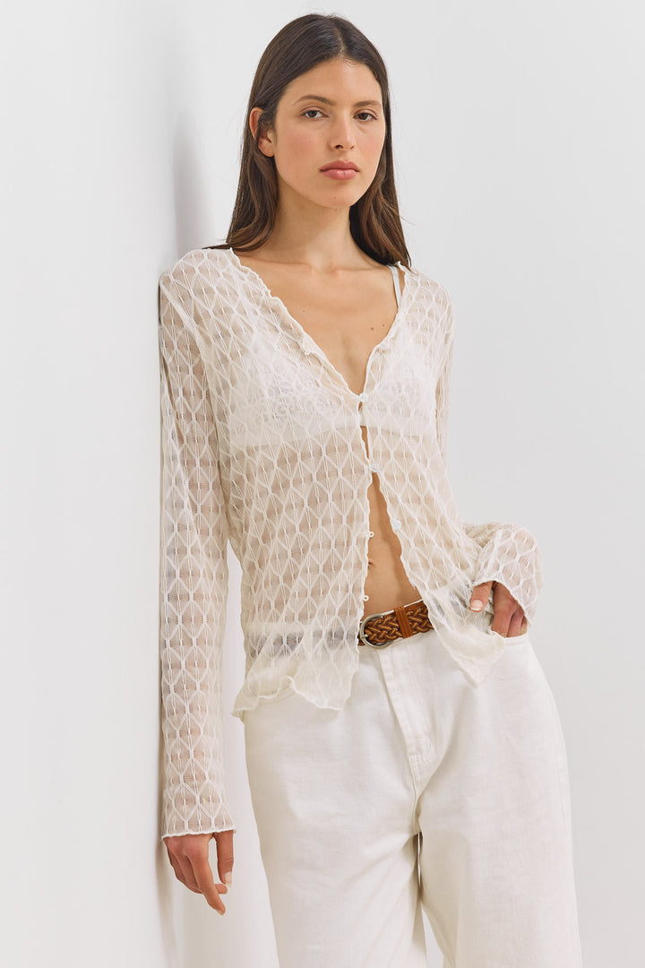 חולצת כפתורים מרגרט שקפקפה | שמנת