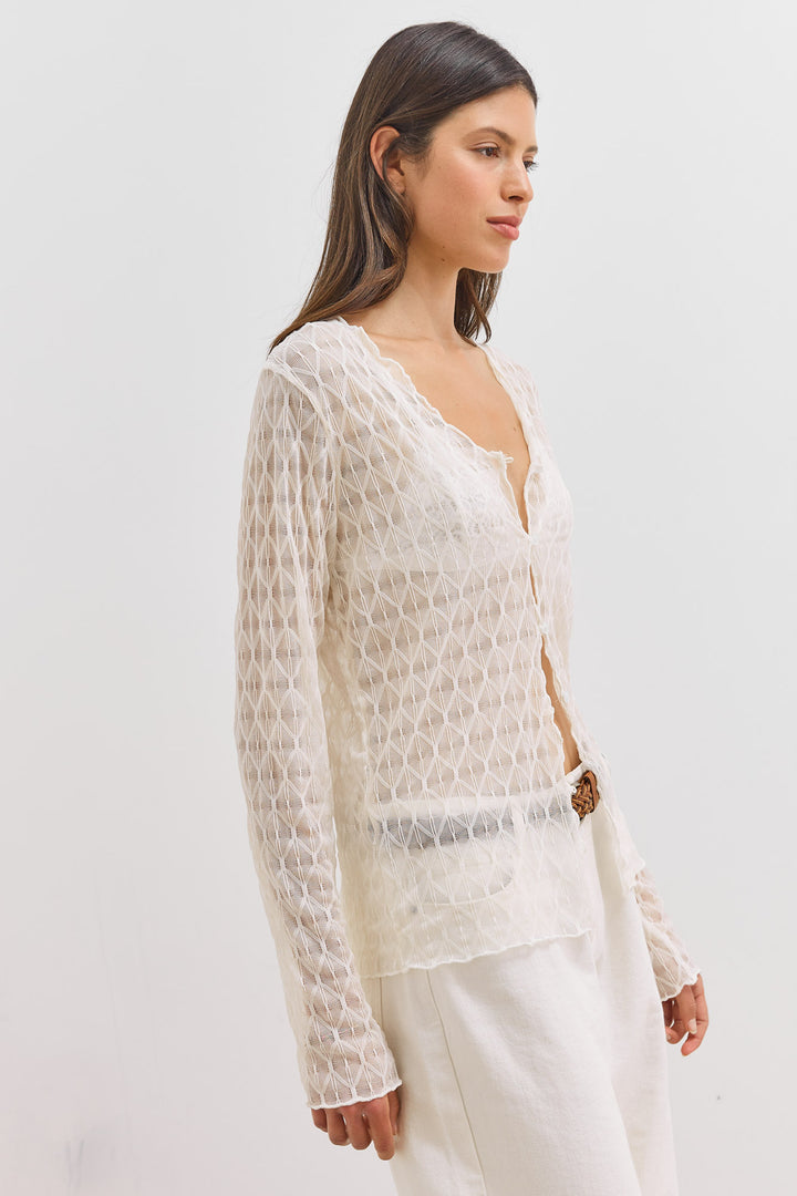 חולצת כפתורים מרגרט שקפקפה | שמנת