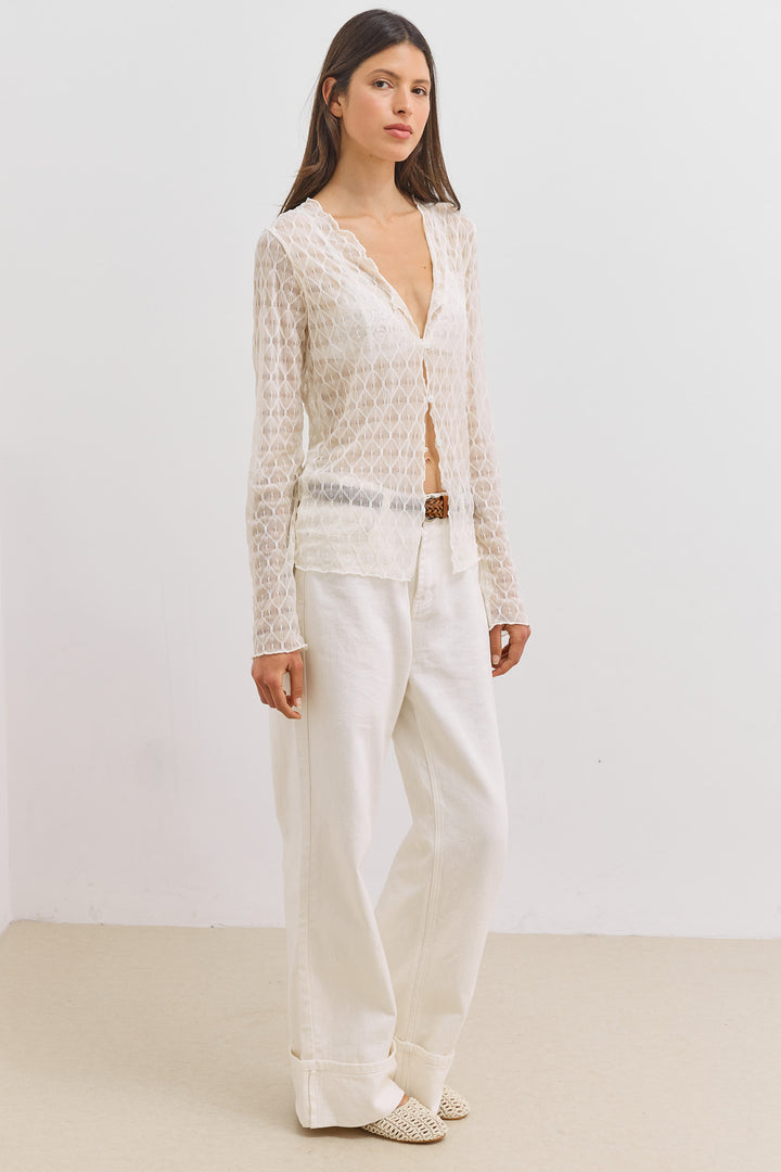 חולצת כפתורים מרגרט שקפקפה | שמנת