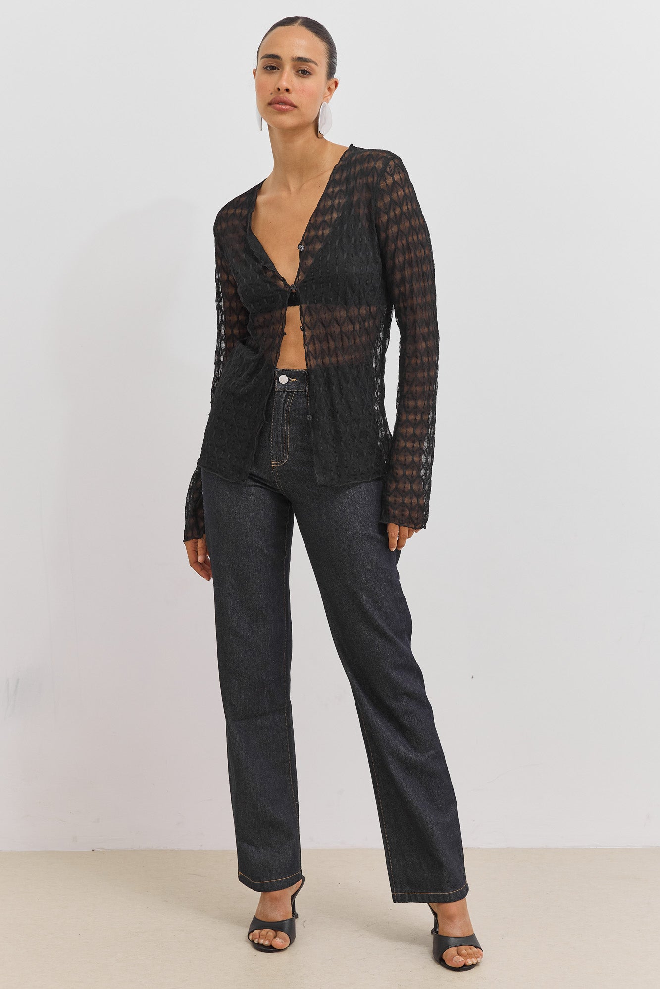 מכנסי ג'ינס בראד תיפורים בולטים | ג'ינס כהה