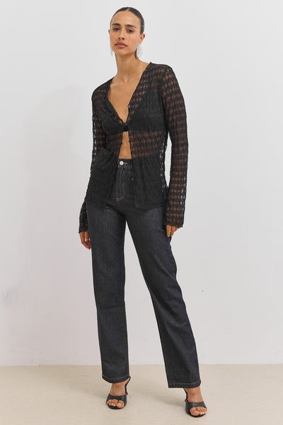 מכנסי ג'ינס בראד תיפורים בולטים | ג'ינס כהה