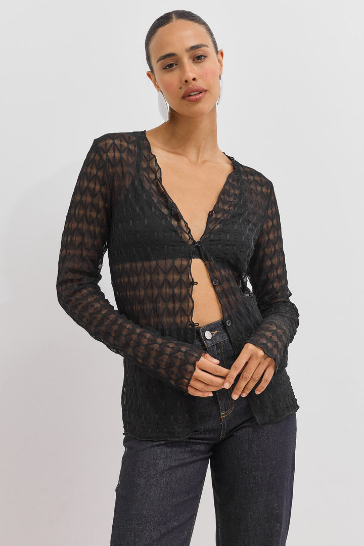 חולצת כפתורים מרגרט שקפקפה | שחור