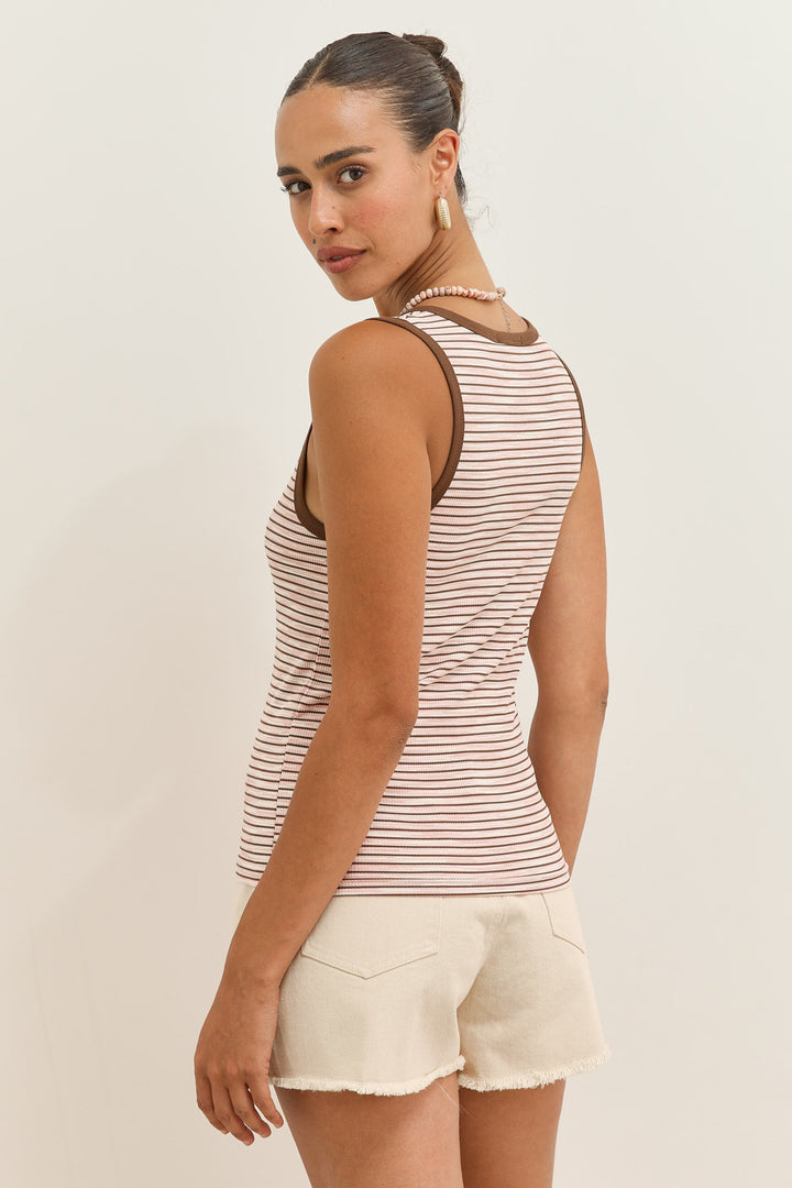 גופיית בלה סטרייפס | ורוד/חום