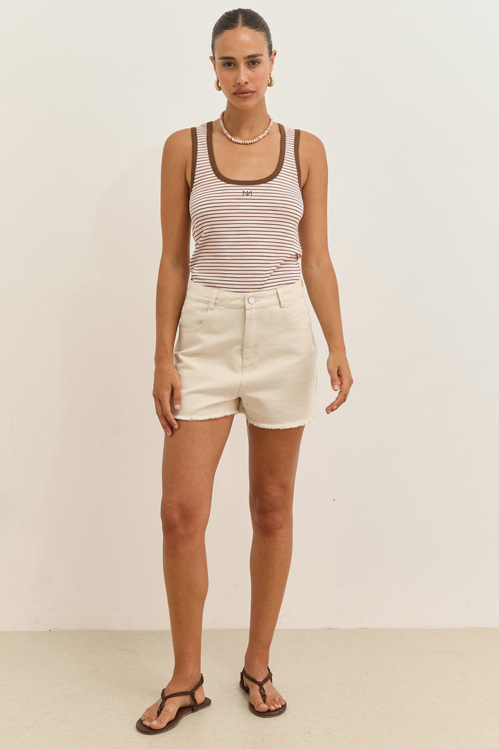 גופיית בלה סטרייפס | ורוד/חום