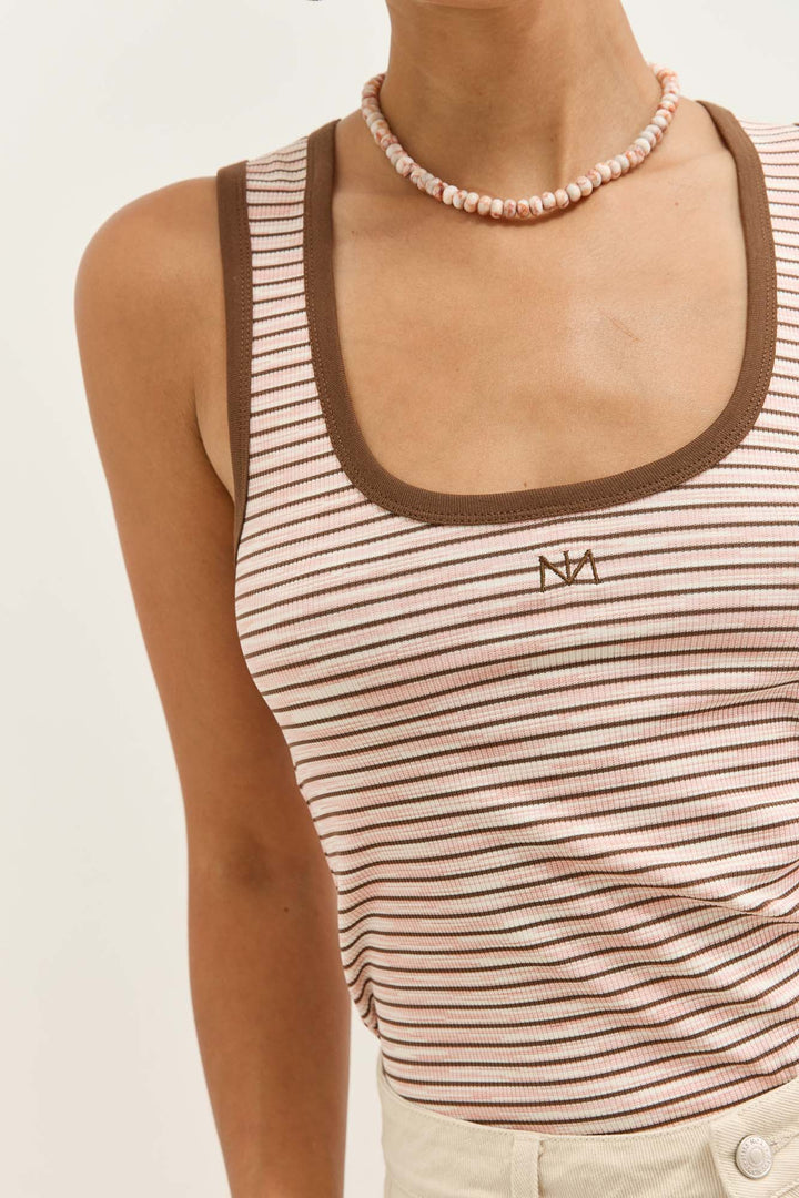 גופיית בלה סטרייפס | ורוד/חום