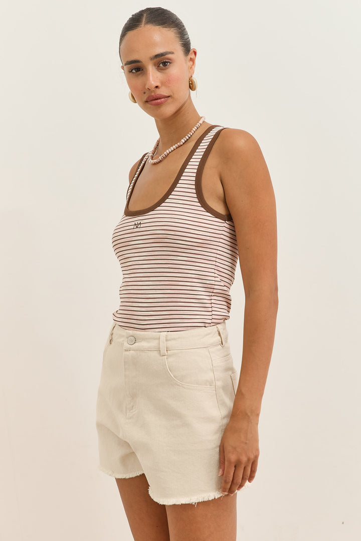 גופיית בלה סטרייפס | ורוד/חום