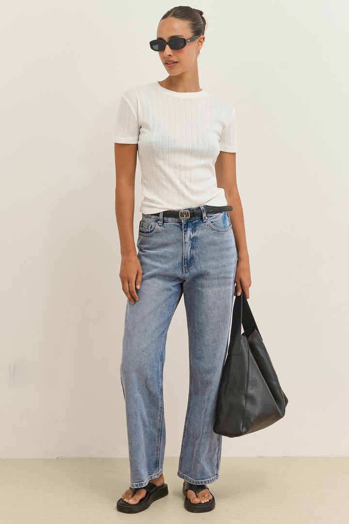 טי שירט ונוס עם טקסטורה | לבן