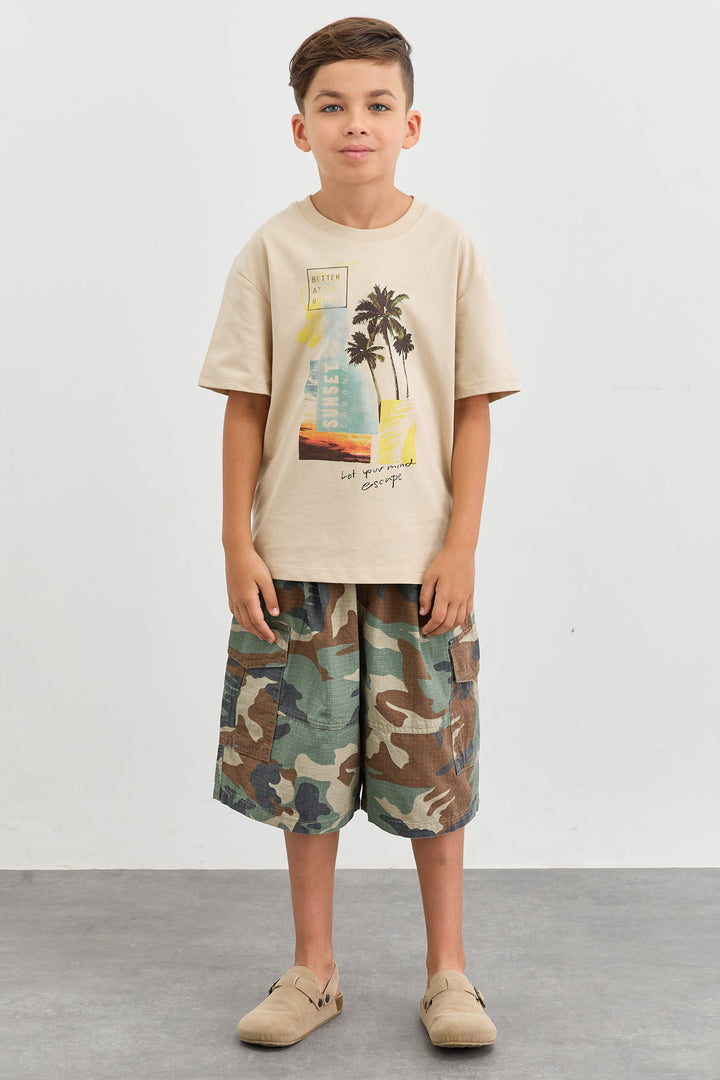 מכנסי ברמודה ARMY עם כיסים | ירוק/חום