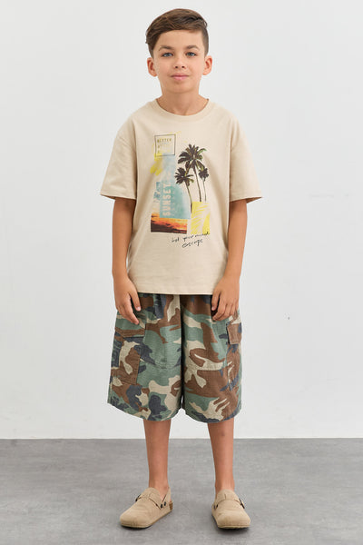 מכנסי ברמודה ARMY עם כיסים | ירוק/חום