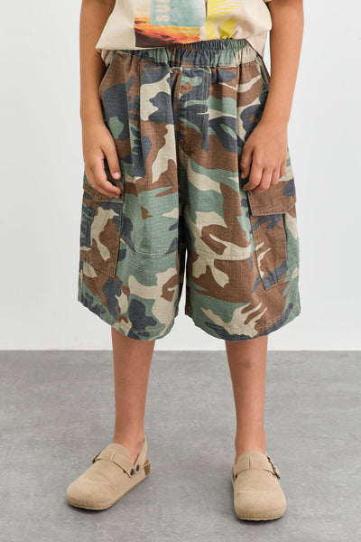 מכנסי ברמודה ARMY עם כיסים | ירוק/חום