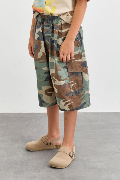 מכנסי ברמודה ARMY עם כיסים | ירוק/חום