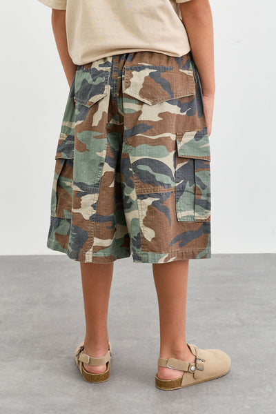 מכנסי ברמודה ARMY עם כיסים | ירוק/חום