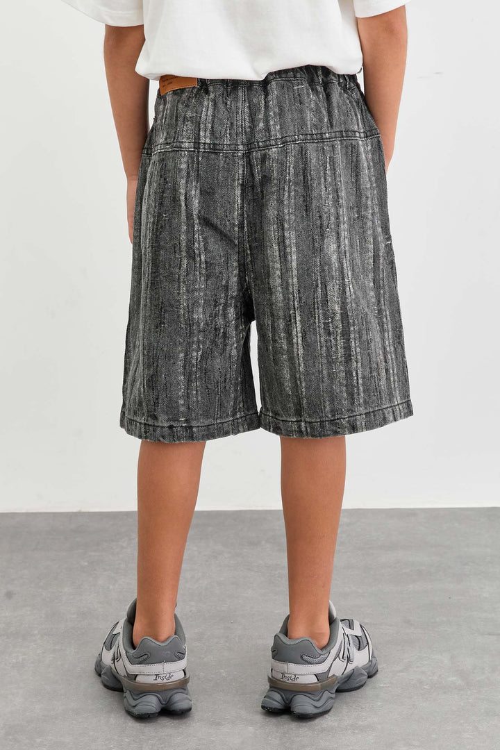 ג'ינס ברמודה גריי בד משופשף | שחור
