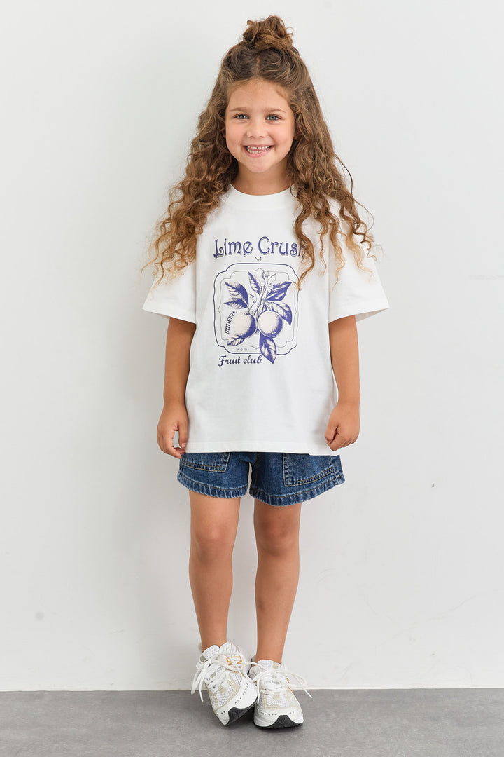 טי שירט אוברסייז עם הדפס ומפתח בגב | לבן