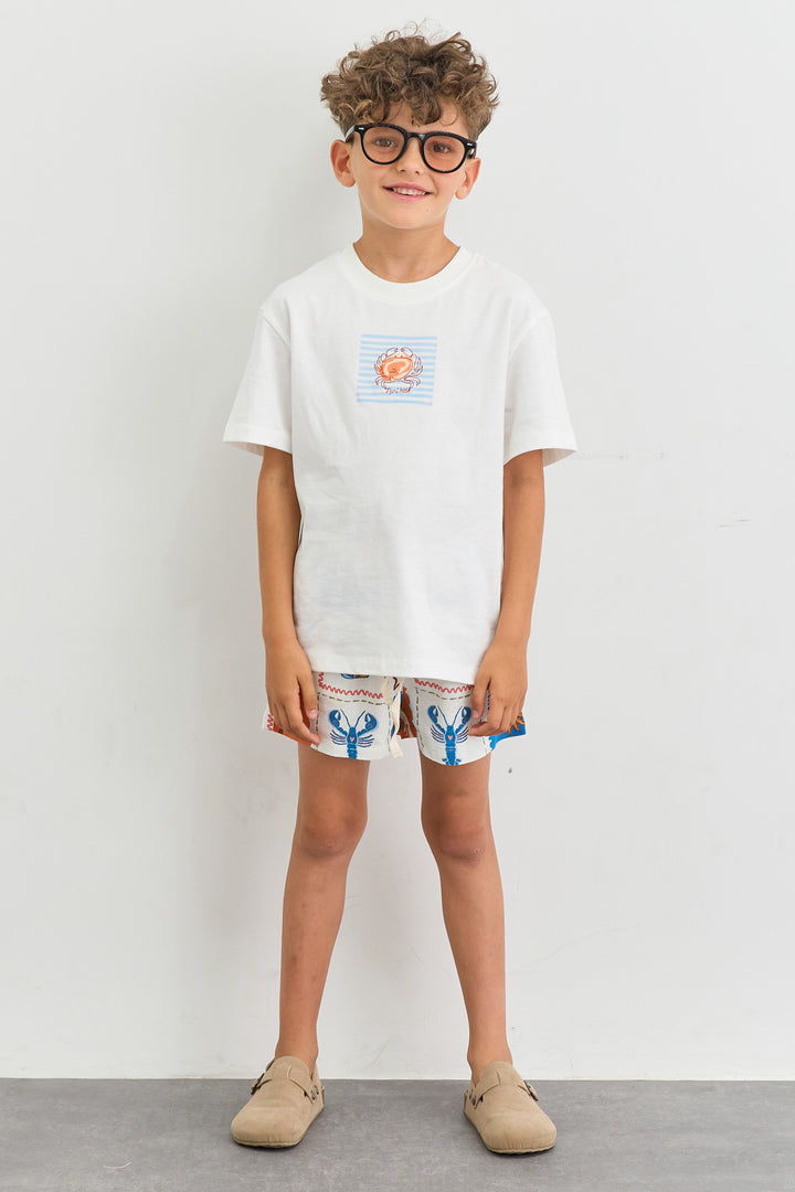 טי שירט אנימל בגזרת אוברסייז | לבן