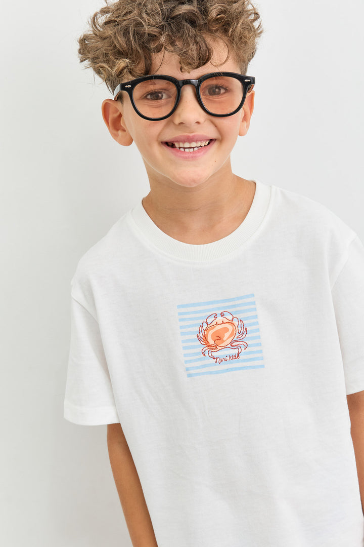 טי שירט אנימל בגזרת אוברסייז | לבן