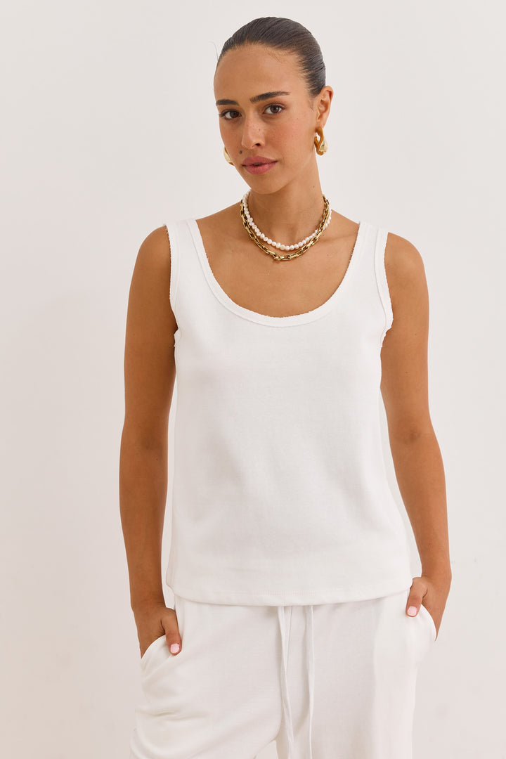 גופיית אנוק סיומת גזורה | לבן