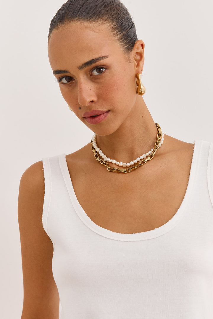 גופיית אנוק סיומת גזורה | לבן