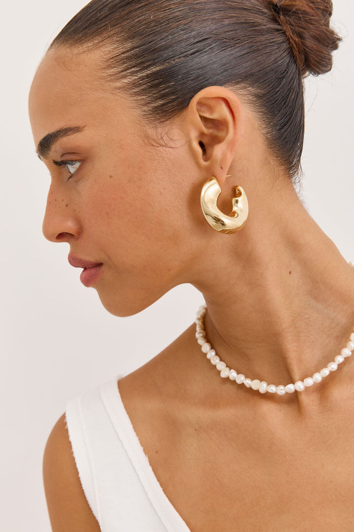 עגילי חישוק אלן עבים ציפוי זהב