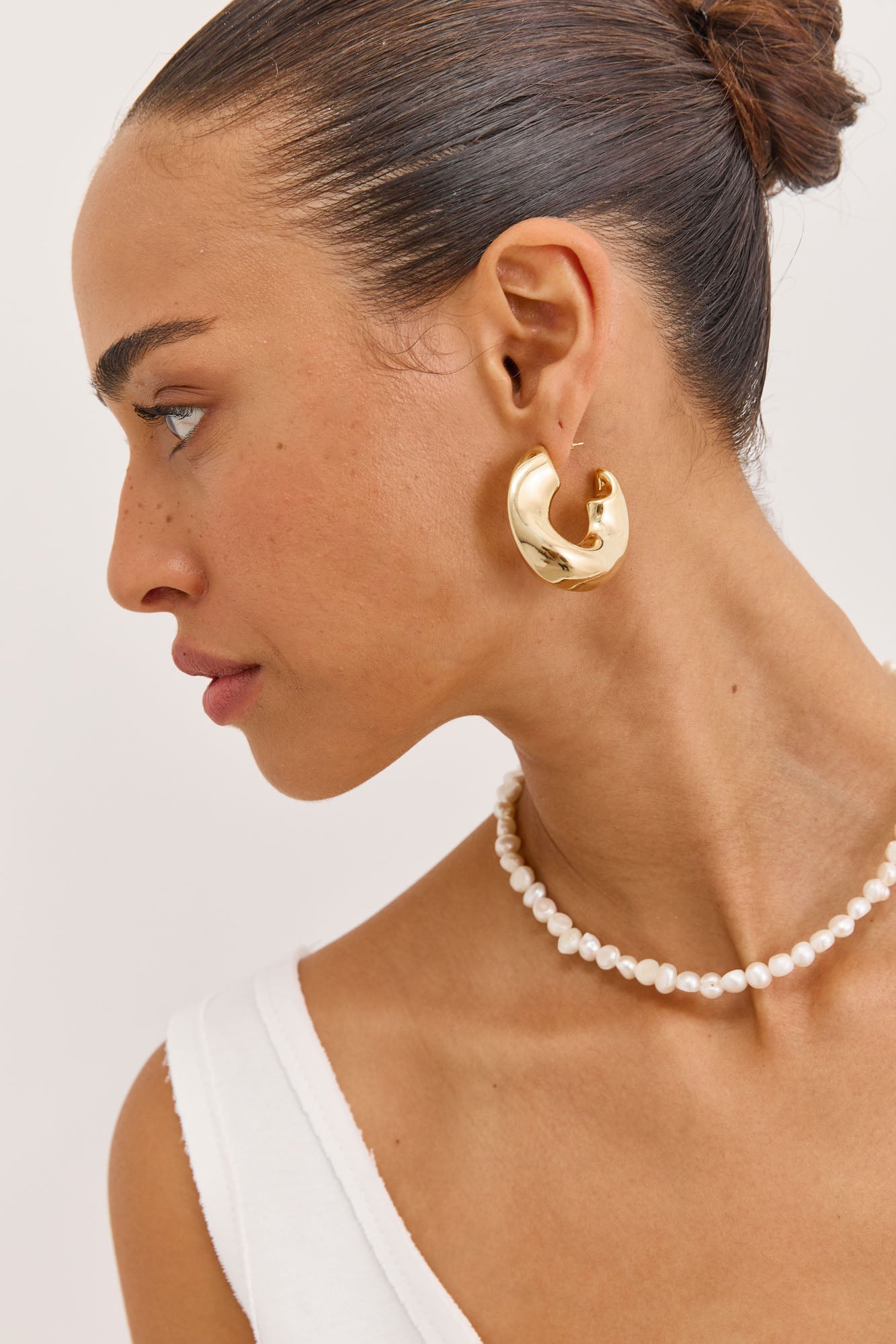 עגילי חישוק אלן עבים ציפוי זהב