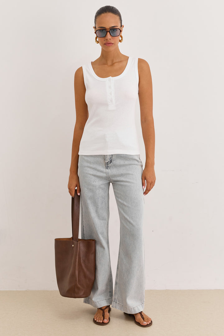 גופיית בייסיק האני כפתורים | לבן