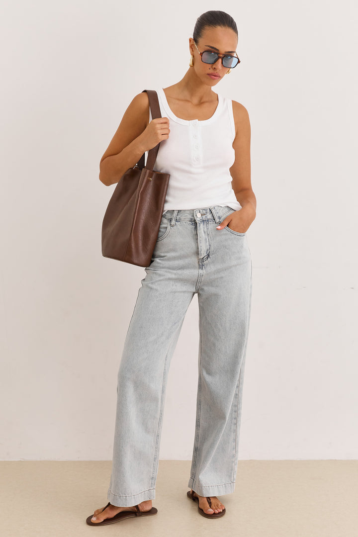 גופיית בייסיק האני כפתורים | לבן