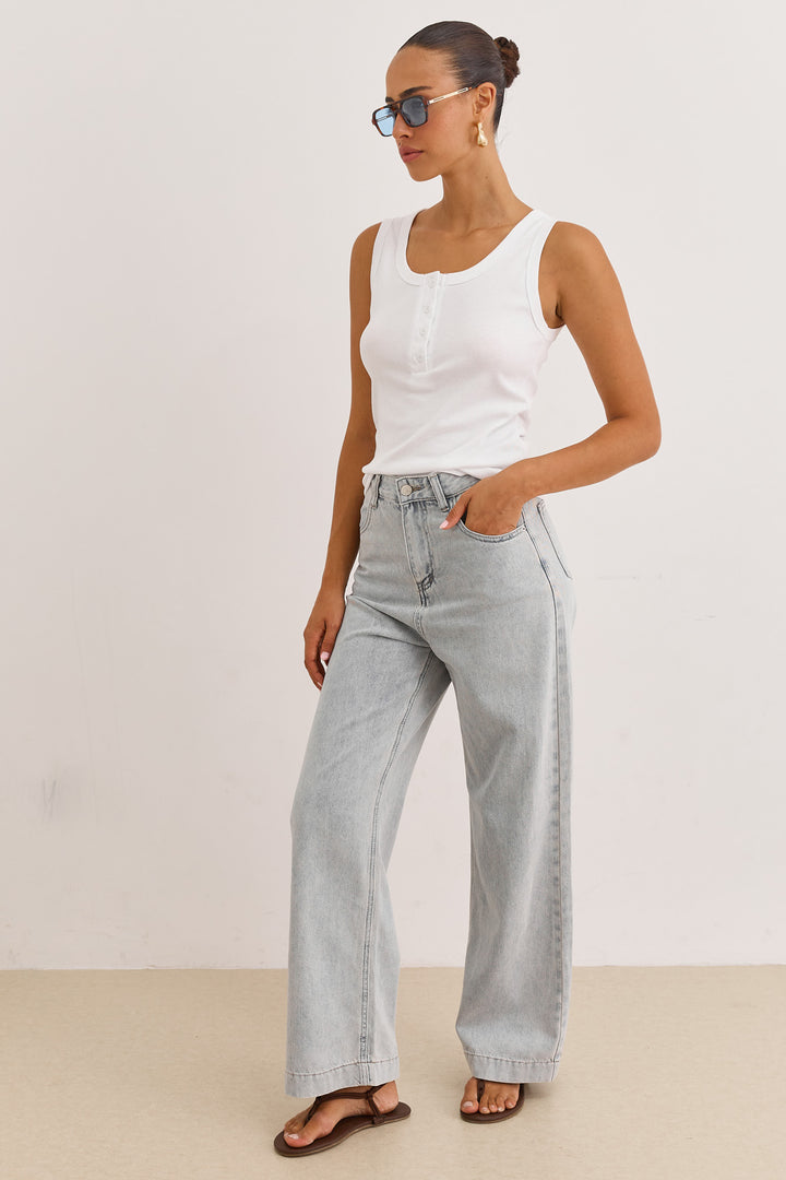 גופיית בייסיק האני כפתורים | לבן