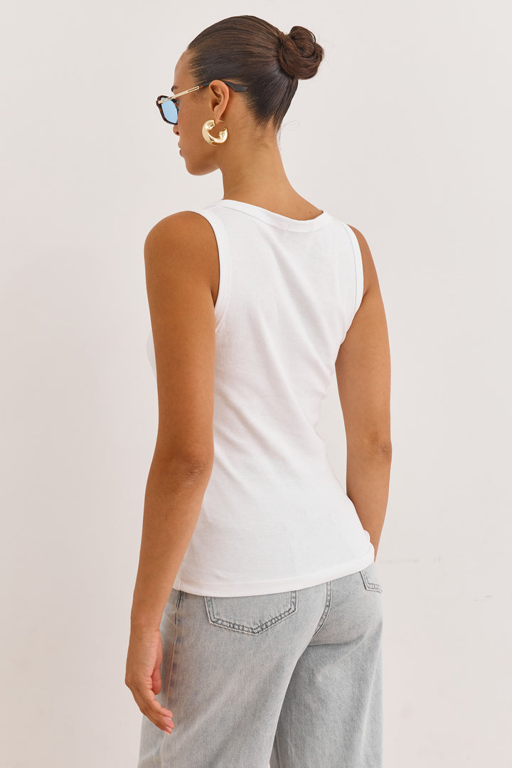 גופיית בייסיק האני כפתורים | לבן