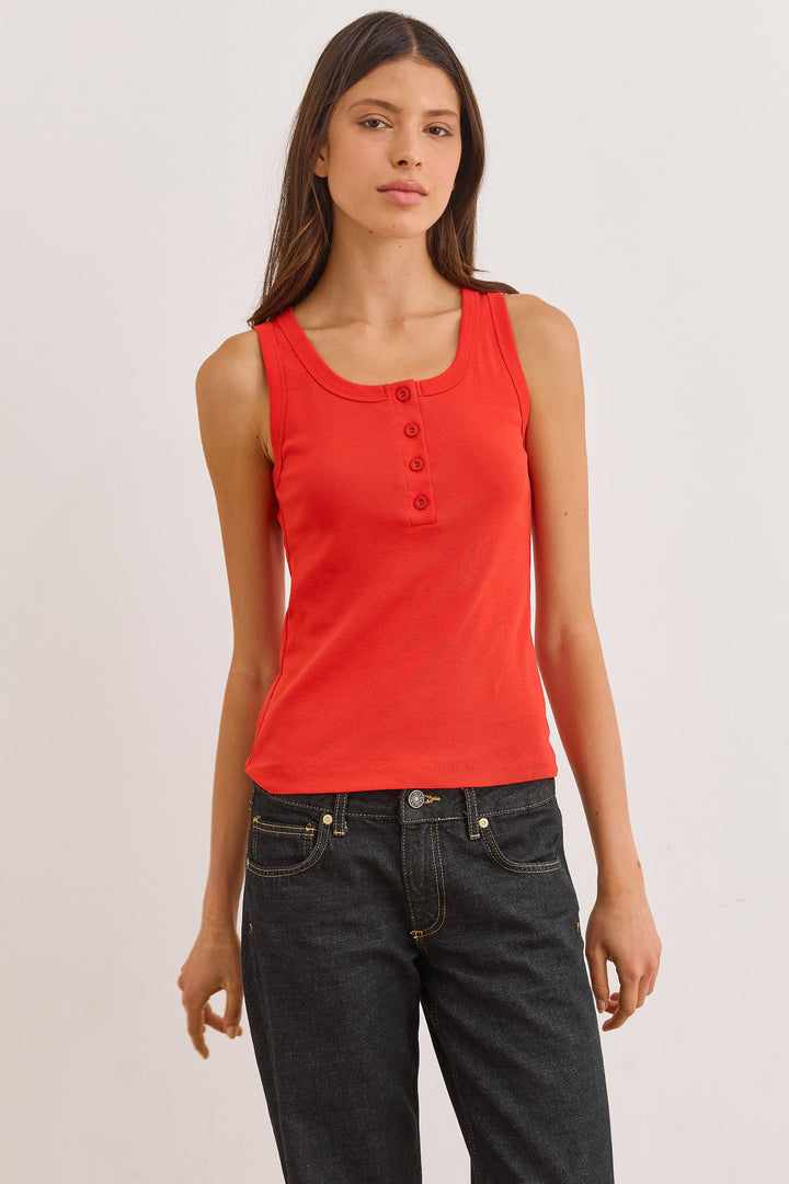 גופיית בייסיק האני כפתורים | אדום