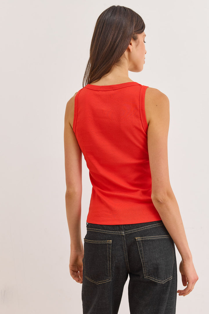 גופיית בייסיק האני כפתורים | אדום