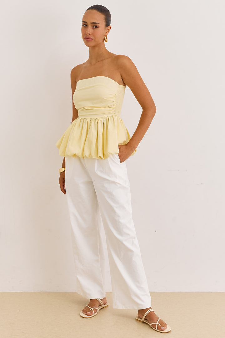 סטרפלס טריה בשילוב פפלום | צהוב חמאה